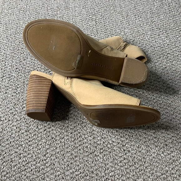 Lucky Brand Womens‎ Sandals Size 8.5M Brown Leather Slingback Peep Toe Heeled - Picture 7 of 9